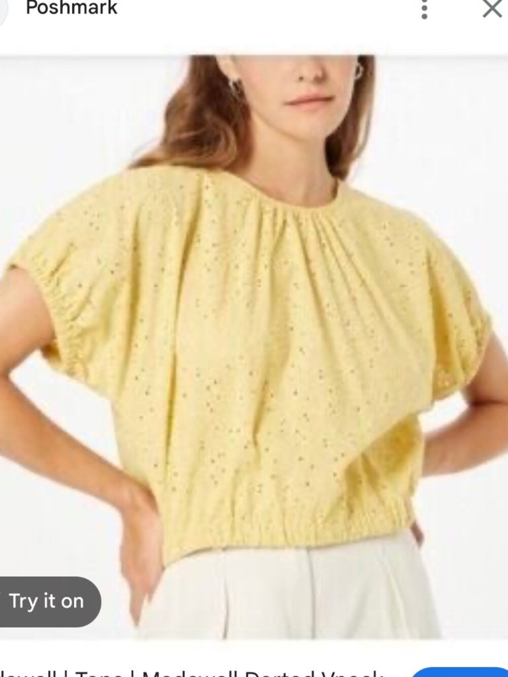 Madewell Size XL Mustard Yellow Eyelet Boxy Top